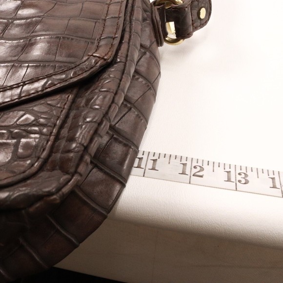 Liz Claiborne Handbag Women Brown Leather Croc Faux Leather Shoulder Saddle Bag - Picture 16 of 16